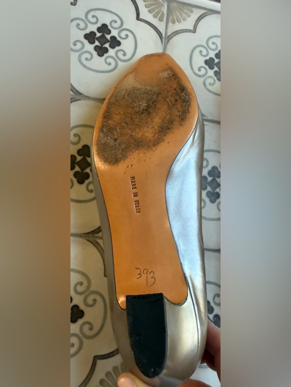 Vintage Salvatore Ferragamo Dale Metallic Taupe Leather Pointed-Toe Shoes - Picture 5 of 9